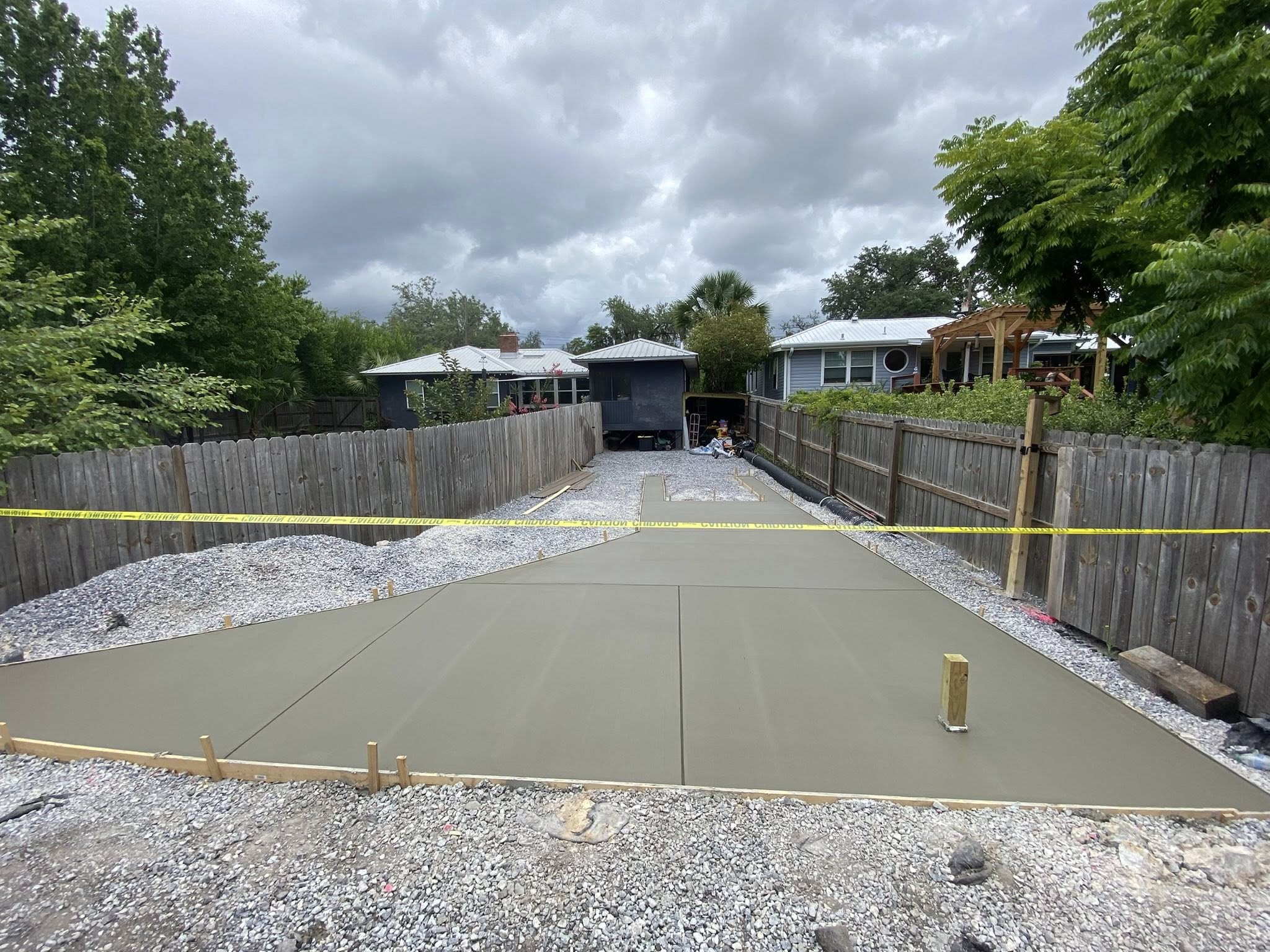 Extended driveway pour